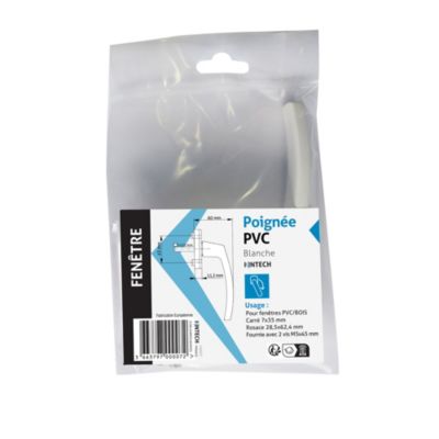 Poignée PVC blanc pour fenêtre L.118mm
