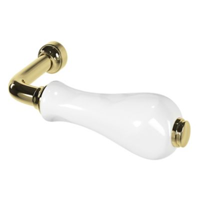 Poignée sur rosace incurvé GoodHome porcelaine Arzhal blanc et or L.130mm x l.42mm