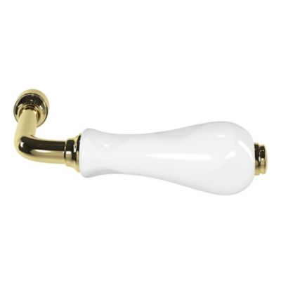 Poignée sur rosace incurvé GoodHome porcelaine Arzhal blanc et or L.130mm x l.42mm
