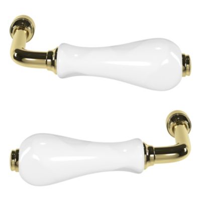 Poignée sur rosace incurvé GoodHome porcelaine Arzhal blanc et or L.130mm x l.42mm