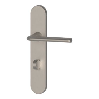 Poignées sur plaque à condamnation aluminium et acier effet chromé mat entraxe 195 mm GoodHome Arzh