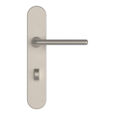 Poignées sur plaque à condamnation aluminium et acier effet chromé mat entraxe 195 mm GoodHome Arzh