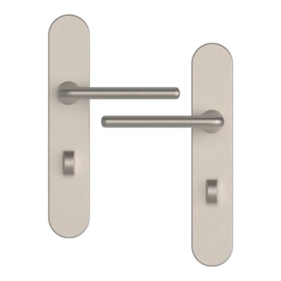Poignées sur plaque à condamnation aluminium et acier effet chromé mat entraxe 195 mm GoodHome Arzh