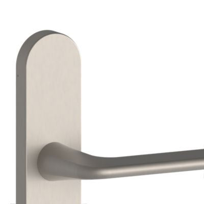 Poignées sur plaque à condamnation aluminium et acier effet chromé mat entraxe 195 mm GoodHome Arzh