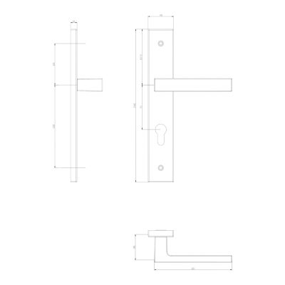 Poignées sur plaque à serrure aluminium et acier effet chromé satiné entraxe 195 mm GoodHome Quistin