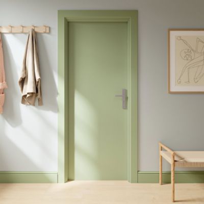 Poignées sur plaque à serrure aluminium et acier effet chromé satiné entraxe 195 mm GoodHome Quistin
