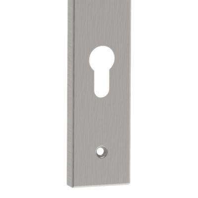 Poignées sur plaque à serrure aluminium et acier effet chromé satiné entraxe 195 mm GoodHome Quistin