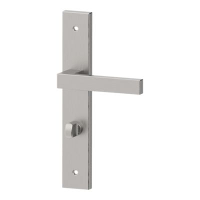 Poignées sur plaque carré à condamnation aluminium et acier effet chromé satiné entraxe 195 mm GoodHome Quistin