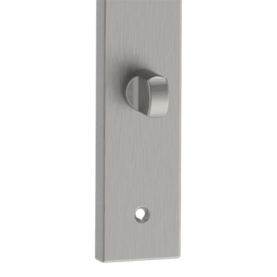 Poignées sur plaque carré à condamnation aluminium et acier effet chromé satiné entraxe 195 mm GoodHome Quistin