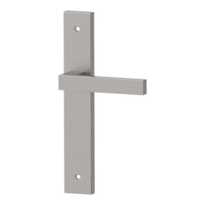 Poignées sur plaque carré aluminium et acier effet chromé satiné entraxe 195 mm GoodHome Quistin