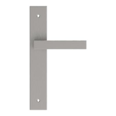 Poignées sur plaque carré aluminium et acier effet chromé satiné entraxe 195 mm GoodHome Quistin