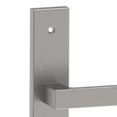 Poignées sur plaque carré aluminium et acier effet chromé satiné entraxe 195 mm GoodHome Quistin