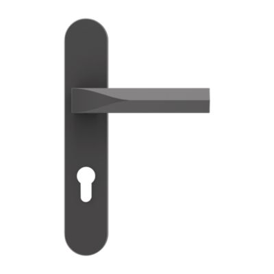 Poignées sur plaque hexagonale à serrure aluminium et acier effet titane mat entraxe 195 mm GoodHome Soaz