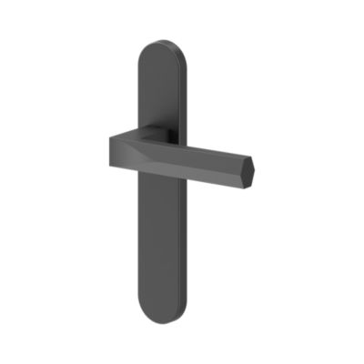 Poignées sur plaque hexagonale aluminium et acier effet titane entraxe 195 mm GoodHome Soaz