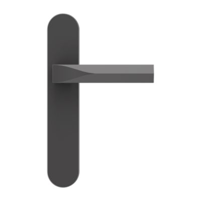 Poignées sur plaque hexagonale aluminium et acier effet titane entraxe 195 mm GoodHome Soaz