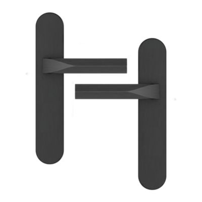 Poignées sur plaque hexagonale aluminium et acier effet titane entraxe 195 mm GoodHome Soaz