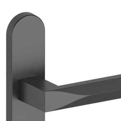 Poignées sur plaque hexagonale aluminium et acier effet titane entraxe 195 mm GoodHome Soaz