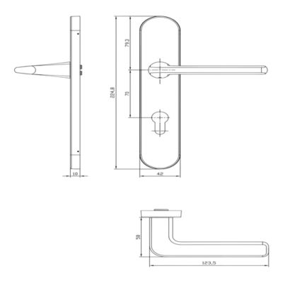 Poignées sur plaque ronde à serrure aluminium et acier effet chromé satiné entraxe 195 mm GoodHome Arzh