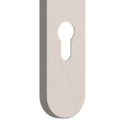 Poignées sur plaque ronde à serrure aluminium et acier effet chromé satiné entraxe 195 mm GoodHome Arzh