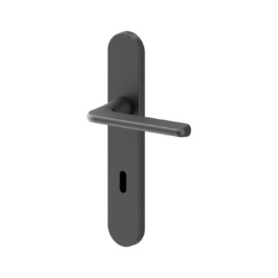 Poignées sur plaque ronde à serrure aluminium et acier effet titane mat entraxe 195 mm GoodHome Arzh