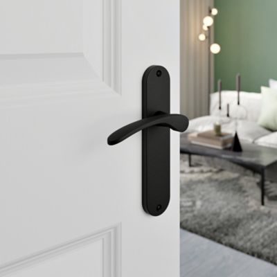 Poignées sur plaque ronde aluminium et acier noir mat entraxe 165 mm GodHome Beare