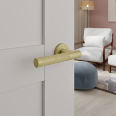 Poignées sur rosace à visser en aluminium effet doré GoodHome Irus