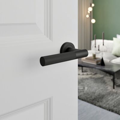 Poignées sur rosace à visser en aluminium noir mat GoodHome Irus