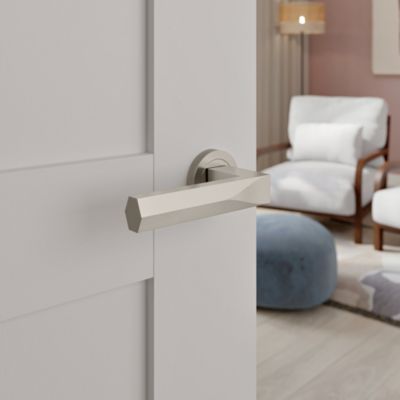 Poignées sur rosace à visser hexagonale en aluminium effet chromé GoodHome Soaz