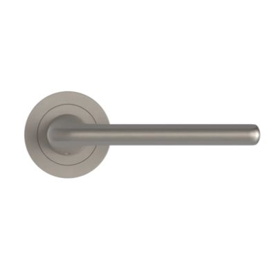 Poignées sur rosace à visser ronde en aluminium effet chromé satiné GoodHome Arzh