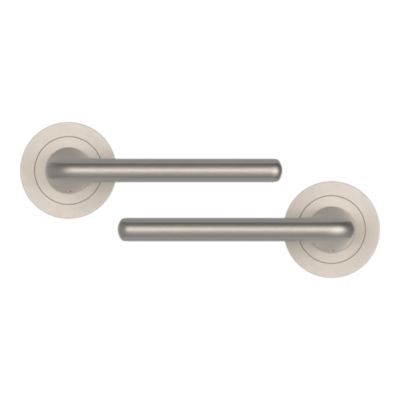 Poignées sur rosace à visser ronde en aluminium effet chromé satiné GoodHome Arzh