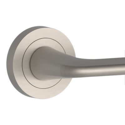 Poignées sur rosace à visser ronde en aluminium effet chromé satiné GoodHome Arzh