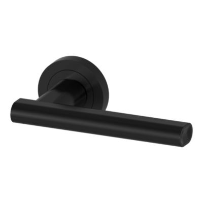 Poignées sur rosace à visser ronde en aluminium noir mat GoodHome Logeo