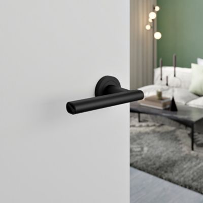 Poignées sur rosace à visser ronde en aluminium noir mat GoodHome Logeo