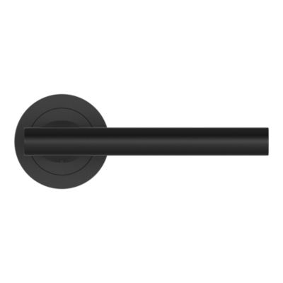Poignées sur rosace à visser ronde en aluminium noir mat GoodHome Logeo