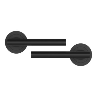 Poignées sur rosace à visser ronde en aluminium noir mat GoodHome Logeo