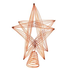 Pointe cimier pour sapin de Noël étoile en 3D l.22 x H.25,1 cm cuivré