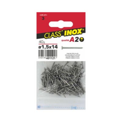 Pointe tête plate inox A2 Ø 1.5 x 14 mm