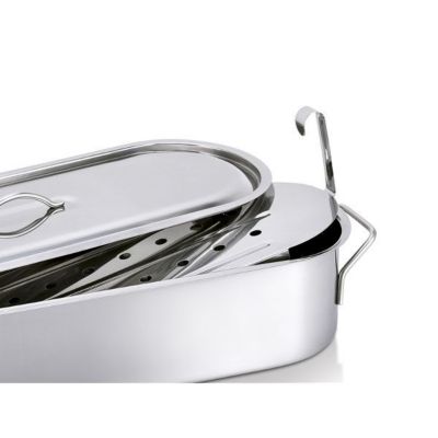 Poissonnière en inox avec grille 50 cm