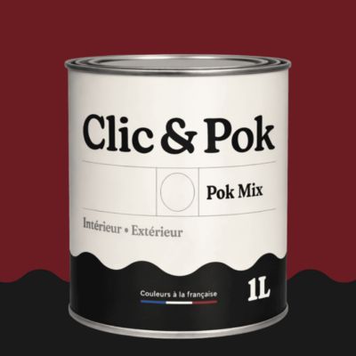 POK MIX : Peinture Meuble Satinée Multi-supports Intérieur - 1L - RAL 3004 - Rouge Pourpre - Clic & Pok