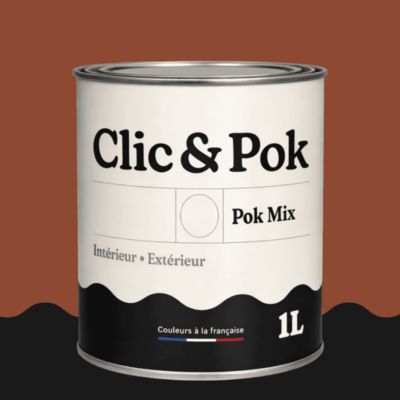 POK MIX : Peinture Meuble Satinée Multi-supports Intérieur - 1L - RAL 8004 - Brun Cuivré - Clic & Pok