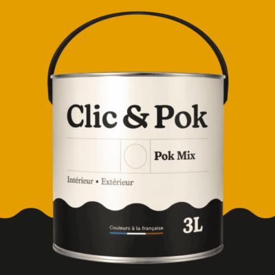 POK MIX : Peinture Meuble Satinée Multi-supports Intérieur - 3L - RAL 1004 - Jaune Or - Clic & Pok