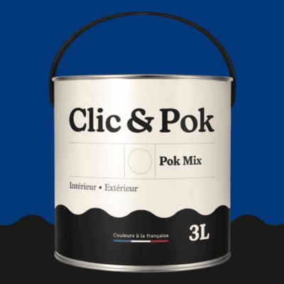 POK MIX : Peinture Meuble Satinée Multi-supports Intérieur - 3L - RAL 5002 - Bleu Outremer - Clic & Pok