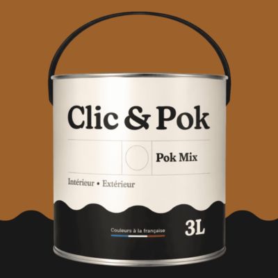 POK MIX : Peinture Meuble Satinée Multi-supports Intérieur - 3L - RAL 8001 - Brun Terre de Sienne - Clic & Pok