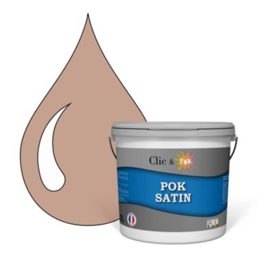 POK SATIN : Peinture Murs Intérieurs Satinée - Beige Rosé 50m² - 5L - Clic & Pok