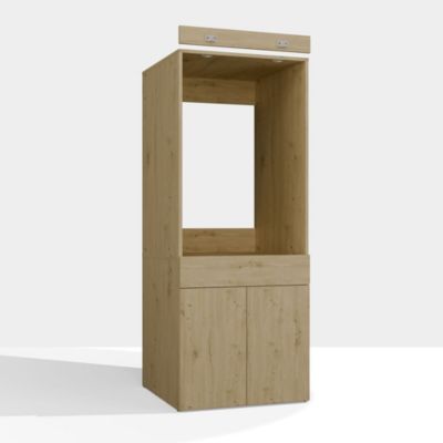 POLA TWIN 1S - Armoire de salle de bain pour lave-linge ou sèche-linge - Étagère Tiroir - CHÊNE ARTISAN