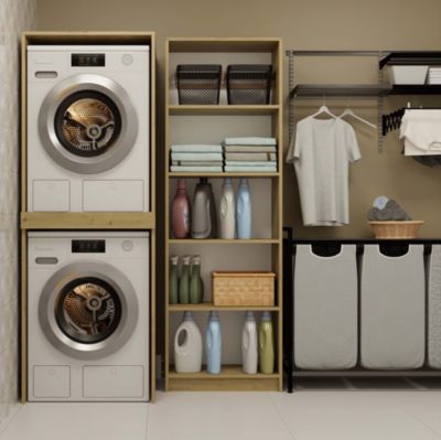 POLA TWIN - Meuble de salle de bain pour lave-linge et sèche-linge - 64x180x64 cm - CHÊNE ARTISANAL