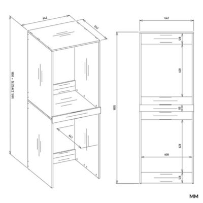 POLA TWIN - Meuble de salle de bain pour lave-linge et sèche-linge - 64x180x64 cm - CHÊNE ARTISANAL