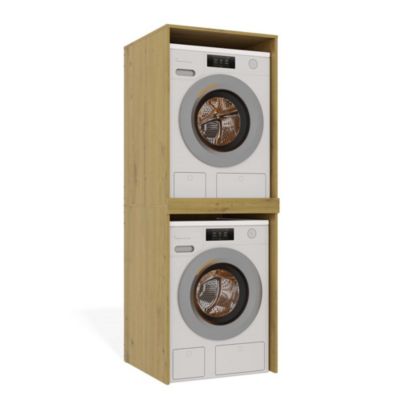 POLA TWIN - Meuble de salle de bain pour lave-linge et sèche-linge - 64x180x64 cm - CHÊNE ARTISANAL