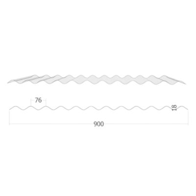 Polycarbonate Ondulé Petites Ondes 2500x900mm