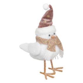 Polyfoam oiseau avec bonnet et écharpe 25cm - feeric lights & christmas